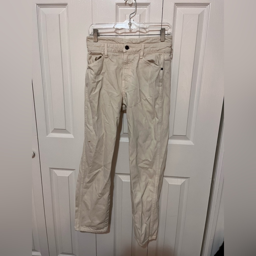 Veronica Beard Blake Classic Straight High Rise Jean Cream Size 25